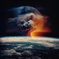 Earth experiencing a global nuclear cataclysm, image photo