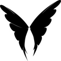 Vector silhouette of wings on white background