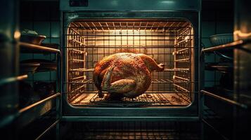 chicken in professional oven, image photo