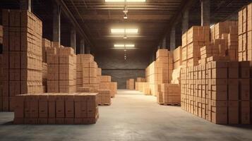 logistic concept, cardboard boxes stacked in the storage warehouse , Image photo