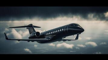 private black jet in the sky, image photo