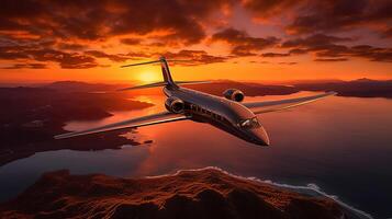 jet beautiful sunset day , image photo