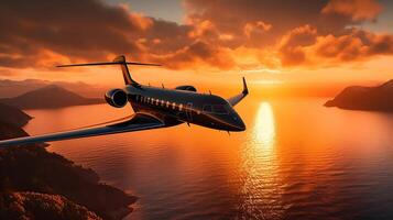 jet beautiful sunset day , image photo