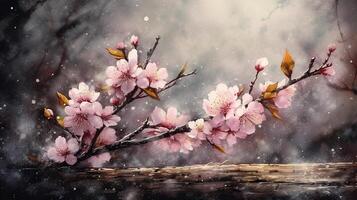 watercolor cherry blossoms, sakura, japanese, image photo