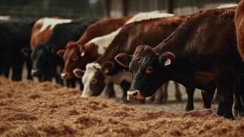 Beef cattle cows eating at the farm, image photo