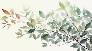 watercolor gentle small leaves, image photo