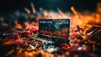 credit card fire, crash, image photo