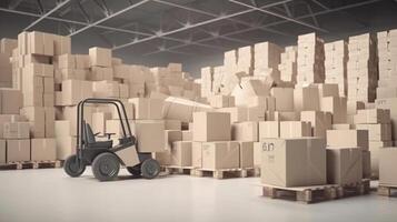 logistic concept, cardboard boxes stacked in the storage warehouse , Image photo