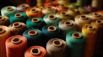 Colorful reels of threads, Image photo