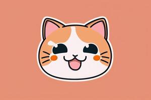 funny anime cat sticker, orange background photo