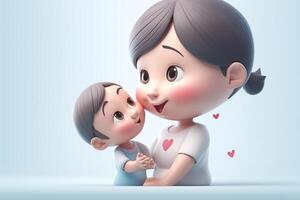 Happy mother day, mother with child 3d illustration on isolated background photo