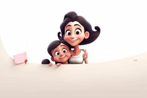 Happy mother day, mother with child 3d illustration on isolated background photo