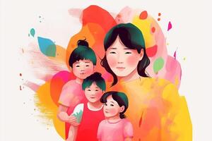 Happy mother day, mother with child 3d illustration on isolated background photo