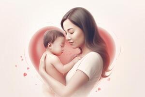 Happy mother day, mother with child 3d illustration on isolated background photo