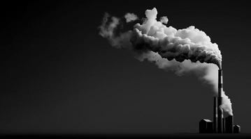 Ecology pollution, smoke from a pipe on a black background, graphic isolate. . photo