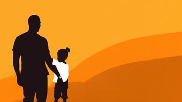 Father Day. Graphically contours of a child next to dad, wallpaper background. . photo