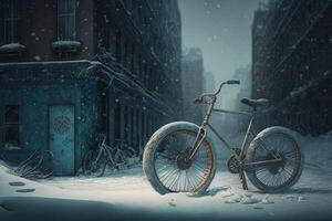 World Bicycle Day concept, futuristic illustration in evening colors. . photo