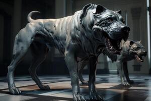 Cerberus is a mythological dog, a creature from legends. . photo