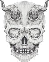 Art surreal devil skull. Hand drawing and make graphic vector. vector