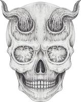 Art surreal devil skull. Hand drawing and make graphic vector. vector