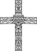 Art surreal skull cross. Hand drawing and make graphic vector. vector