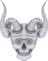 Art surreal devil skull. Hand drawing and make graphic vector. vector
