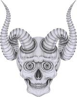 Art surreal devil skull. Hand drawing and make graphic vector. vector