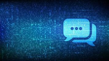 Chat icon made with binary code. Chatbot assistant application. Talk bubble speech. Dialogue balloon. Binary data and streaming digital code. Matrix background with digits 1.0. Vector Illustration.