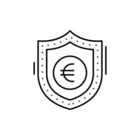 Shield, Euro, finance vector icon illustration