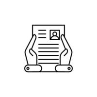 CV, files, hands vector icon illustration