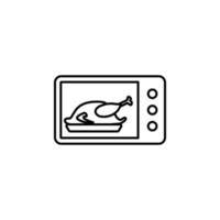 pollo en microlínea vector icono ilustración