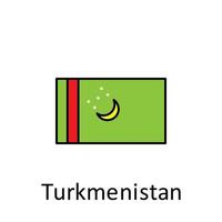 National flag of Turkmenistan in simple colors with name vector icon illustration