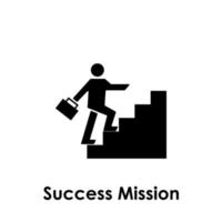 stairs, businessman, success mission vector icon illustration