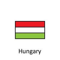 National flag of Hungary in simple colors with name vector icon illustration