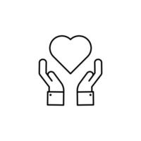 hands, heart, insurance vector icon illustration