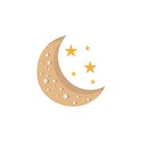 Crescent craters stars night vector icon illustration