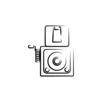 old movie camera outine logo style vector icon illustration