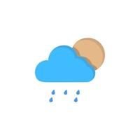 Cloud moon light rain drops vector icon illustration