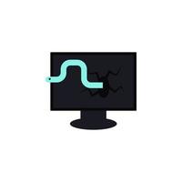 the worm in the computer vector icon illustration