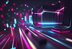 3d render. Abstract futuristic background with blurry glowing wave and neon lines. Spiritual energy concept, digital fantastic wallpaper with, generat ai photo