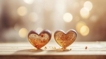 wooden heart silhouette in front of a white background, in the style of bokeh panorama, light red and crimson, romantic soft focus and ethereal light, two dimensional, generat ai photo