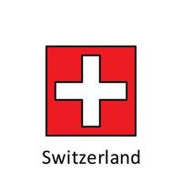 National flag of Switzerland in simple colors with name vector icon illustration