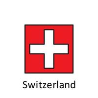 National flag of Switzerland in simple colors with name vector icon illustration