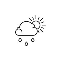 nube, sol, lluvia, clima vector icono ilustración