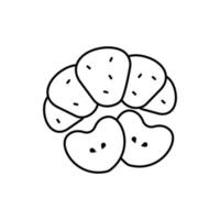 Croissant, apple, heart vector icon illustration