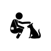 pobre hombre y perro vector icono ilustración