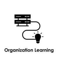 servidor, conexión, bulbo, organización aprendizaje vector icono ilustración