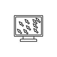 many cursors on the screen line vector icon illustration