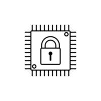 lock in CPU vector icon illustration