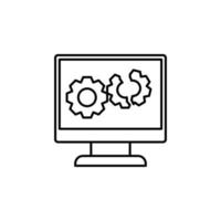 broken computer system line vector icon illustration